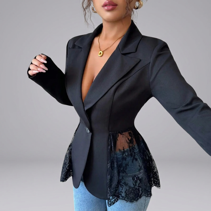 RAFAELA™ – Modern Lace-Trim Structured Blazer