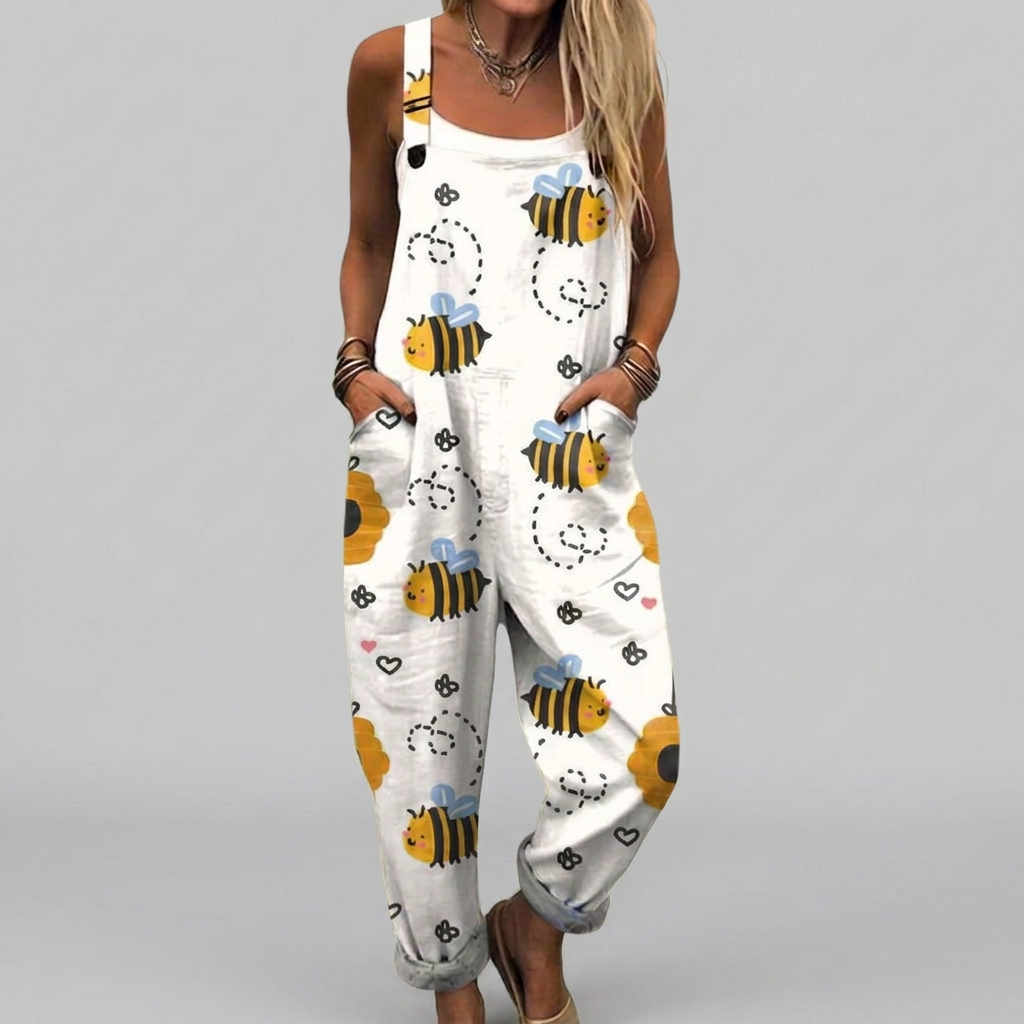Meabh - Bee-printed dungarees