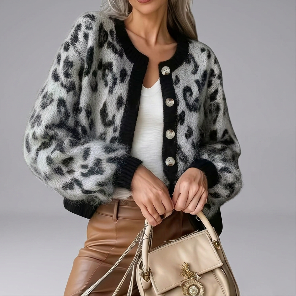 ELIZA™ – Elegant Leopard Print Cardigan