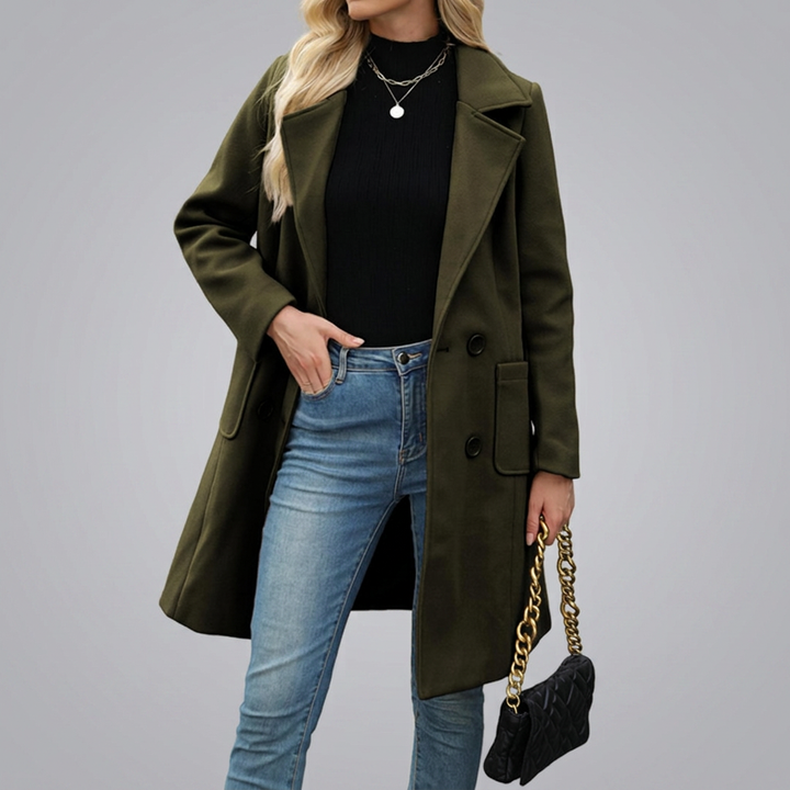 CORDETTE™ – Double-Breasted Wool Blend Mid-Long Coat