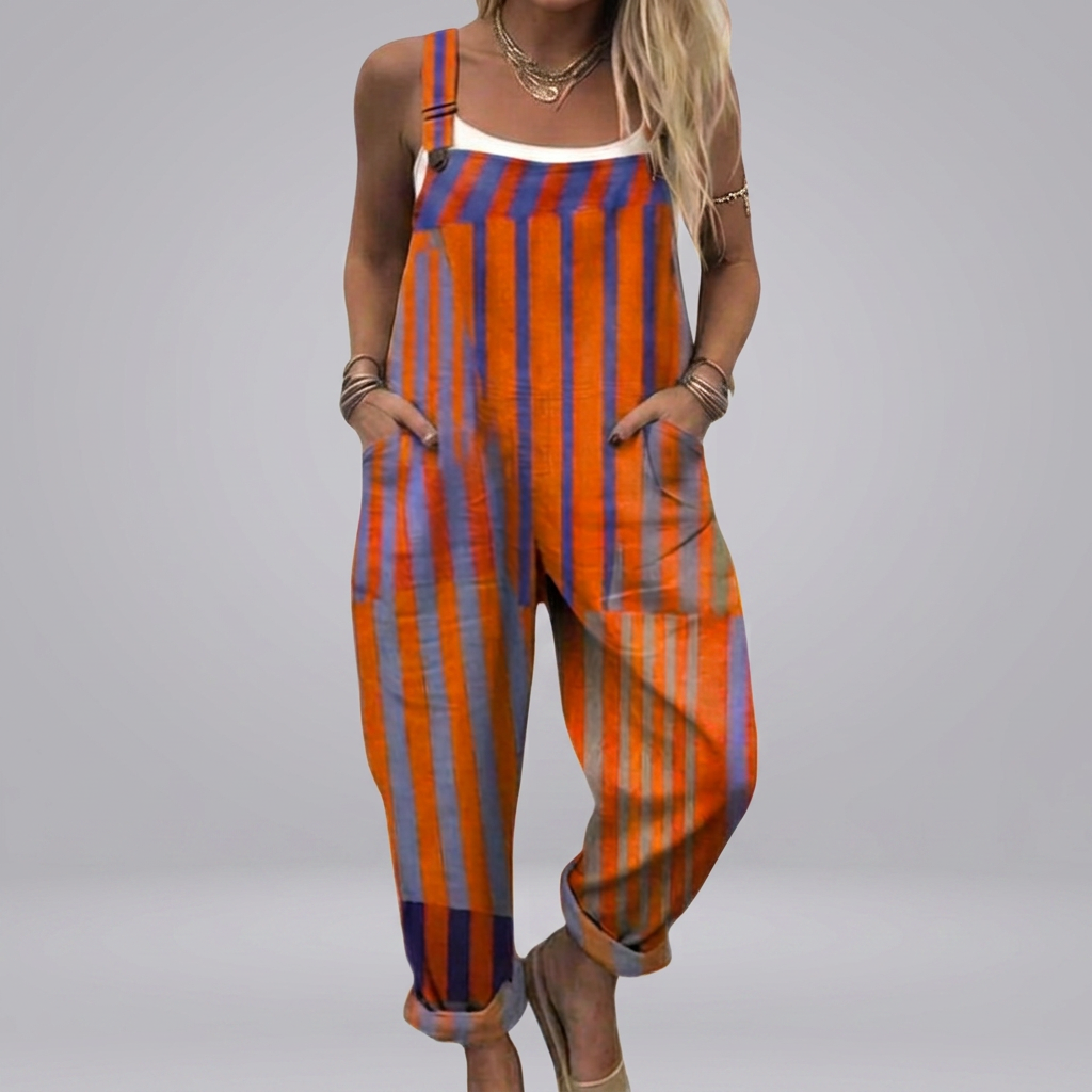 Aisling - Casual striped retro dungarees