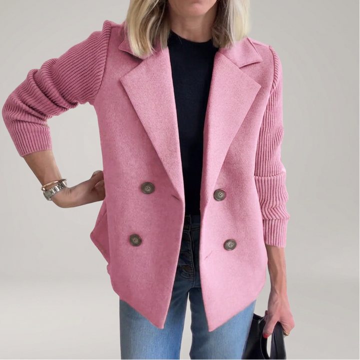 SORELLE™ - Elegant Knit-Sleeve Blazer