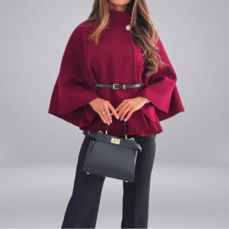 HATTIE™ - Cozy High Neck Buttoned Cape