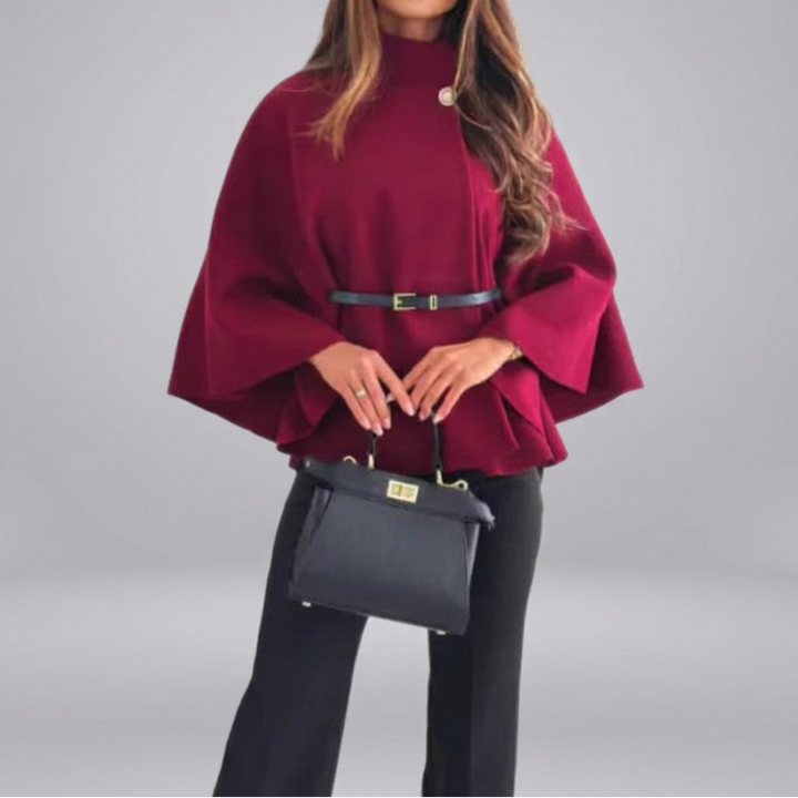 HATTIE™ - Cozy High Neck Buttoned Cape