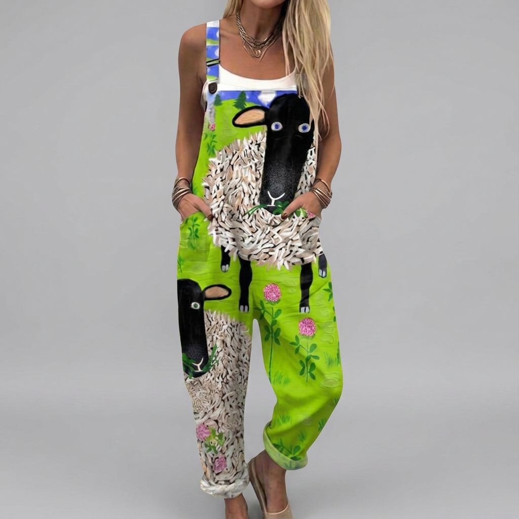 Shannon - Printed romper with playful sheep