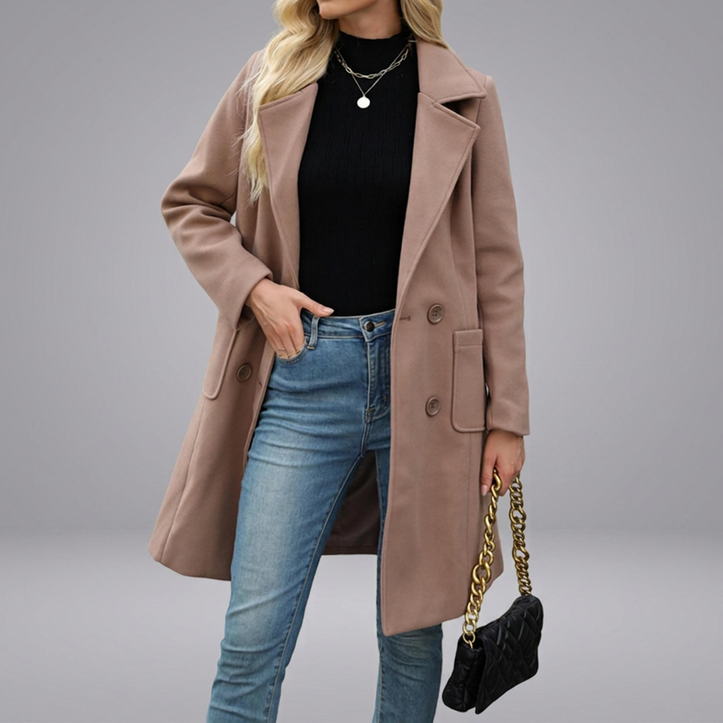 CORDETTE™ – Double-Breasted Wool Blend Mid-Long Coat