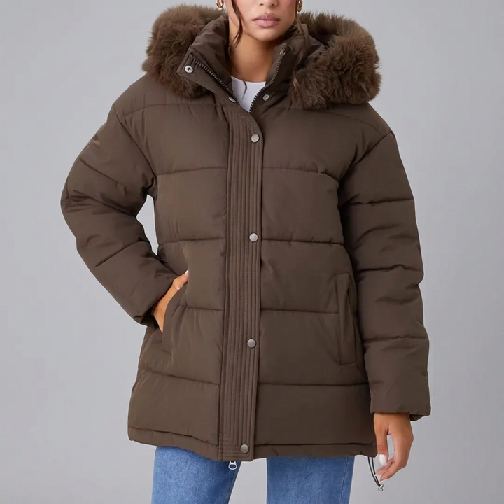 ZELARA™ – Fluffy Fur Collar Thermal Coat