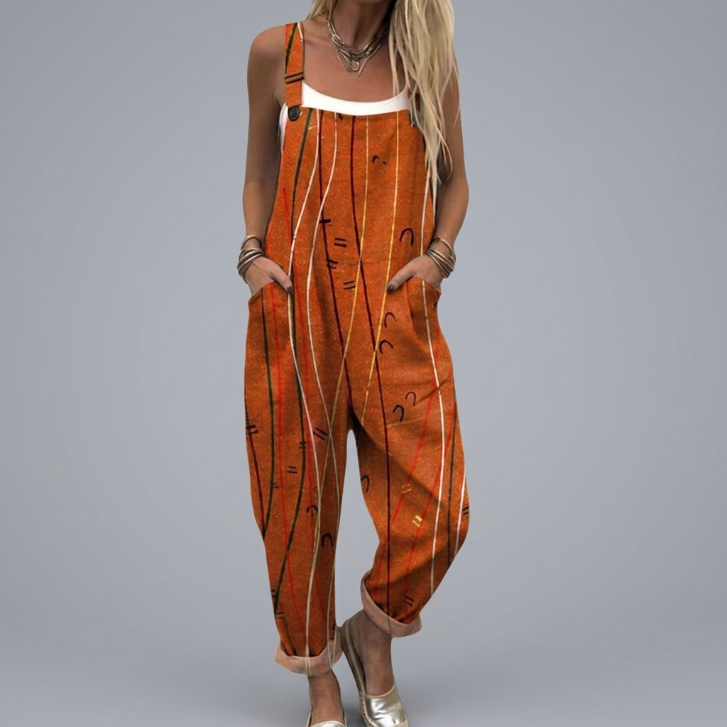 Nora - Striped boho dungarees