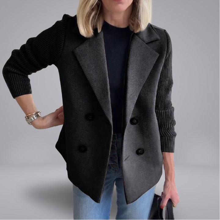 SORELLE™ - Elegant Knit-Sleeve Blazer