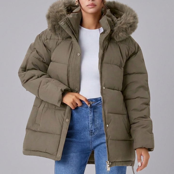 ZELARA™ – Fluffy Fur Collar Thermal Coat