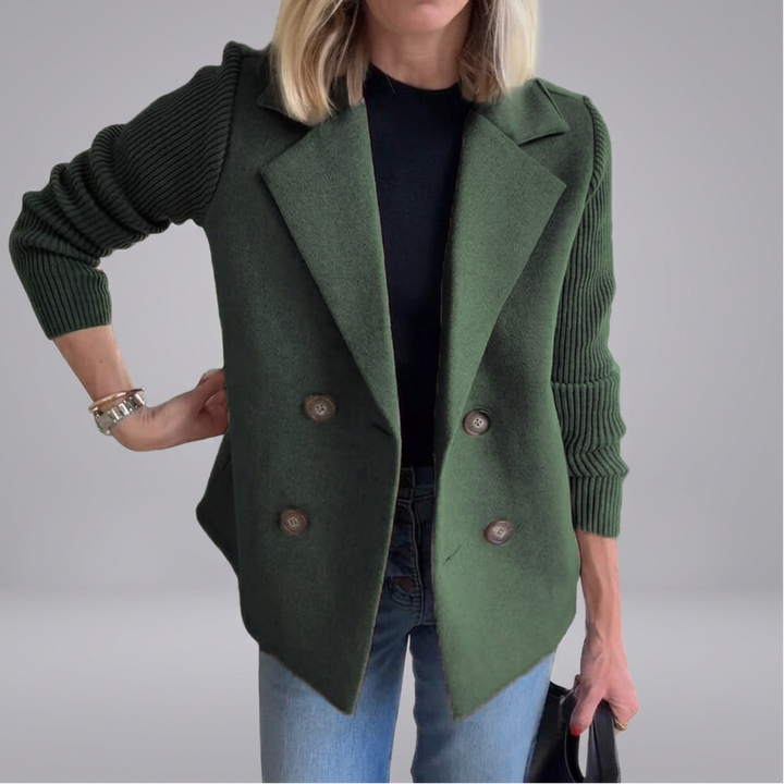 SORELLE™ - Elegant Knit-Sleeve Blazer