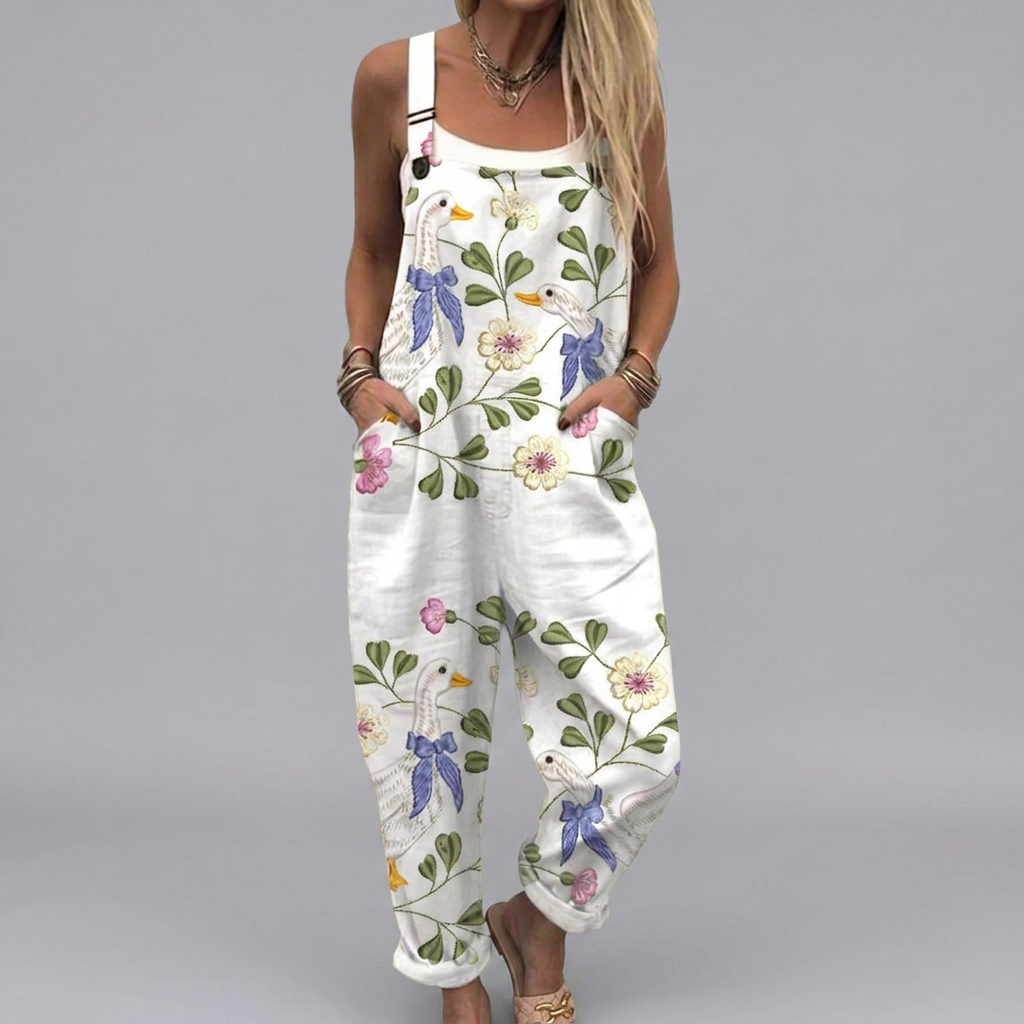 Orla - Elegant printed dungarees