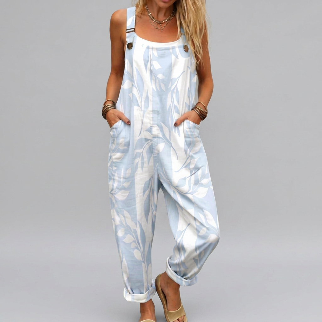 Saoirse - Light blue printed dungarees