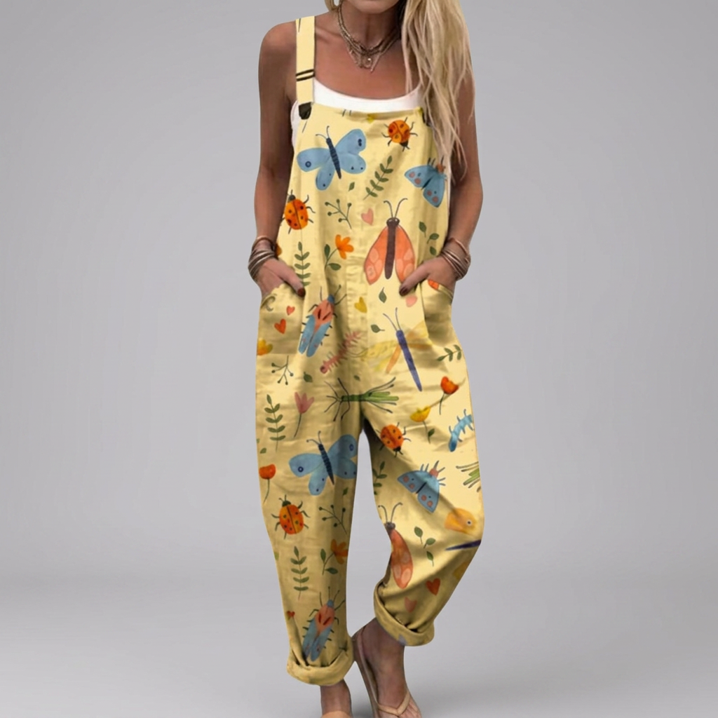 Aileen - Printed dungarees with delicate insect motifs