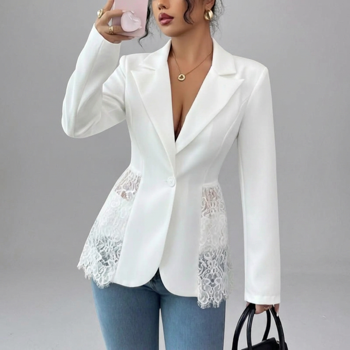 RAFAELA™ – Modern Lace-Trim Structured Blazer