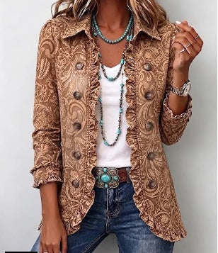 Noemi | Veste bohème fleurie vintage à volants