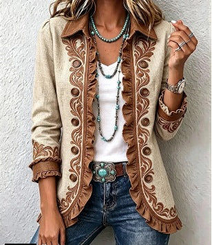 Ottavia | Veste bohème fleurie vintage à volants