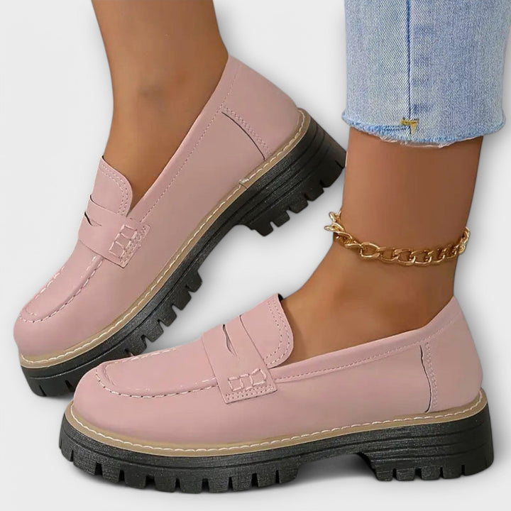 Adelgunde - Mocassins Plateforme Noirs à Chaîne