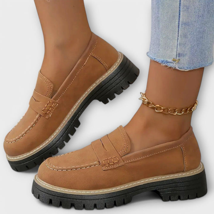 Adelgunde - Mocassins Plateforme Noirs à Chaîne